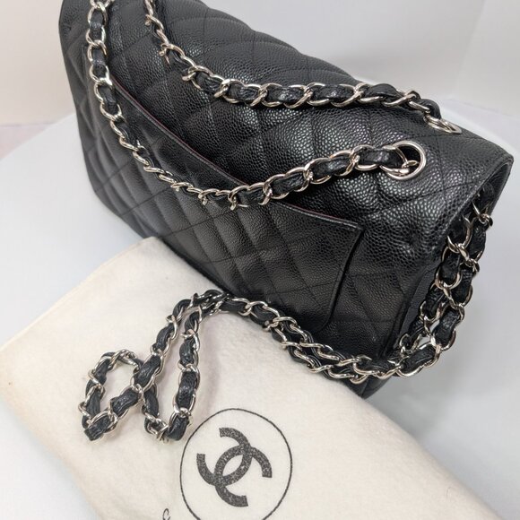 Chanel Black Caviar Classic Jumbo Double Flap Bag - Picture 2 of 16